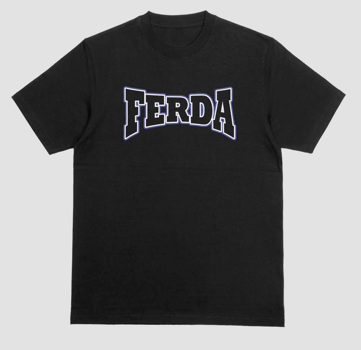 A black FERDA crewneck t-shirt