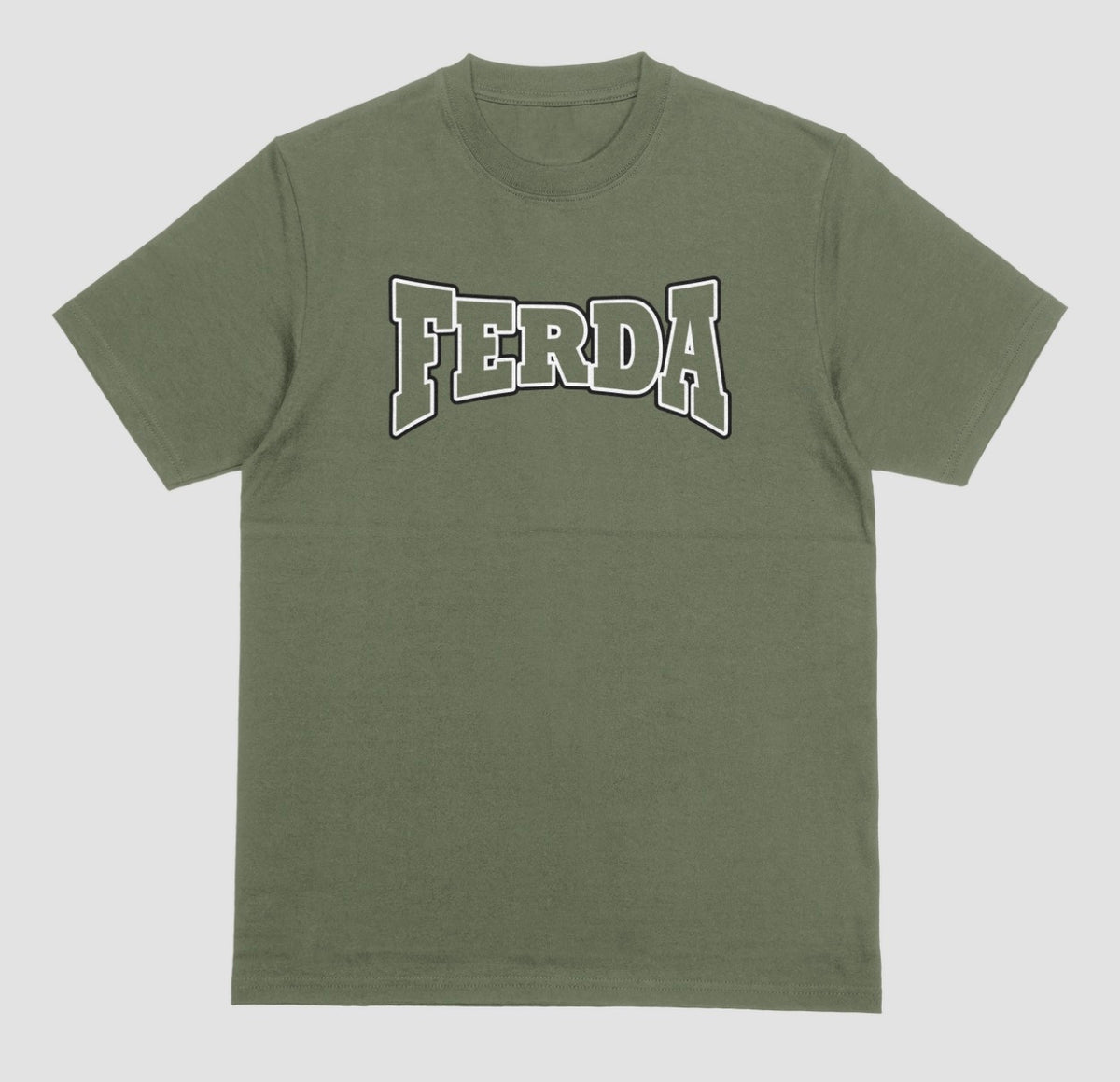 A military green FERDA crewneck t-shirt