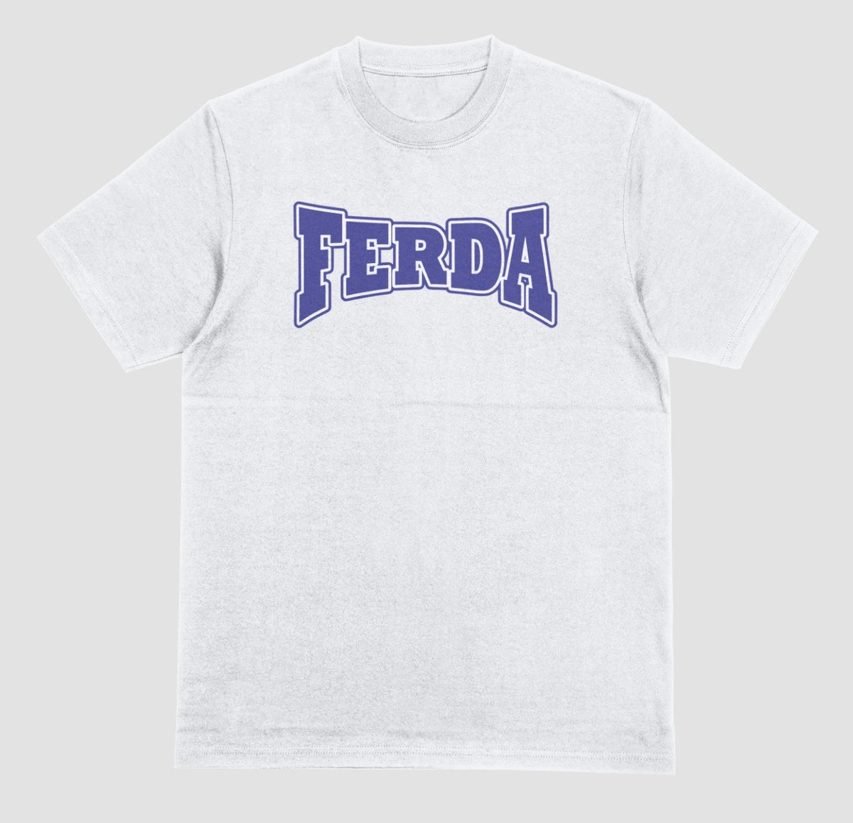 A white FERDA crewneck t-shirt