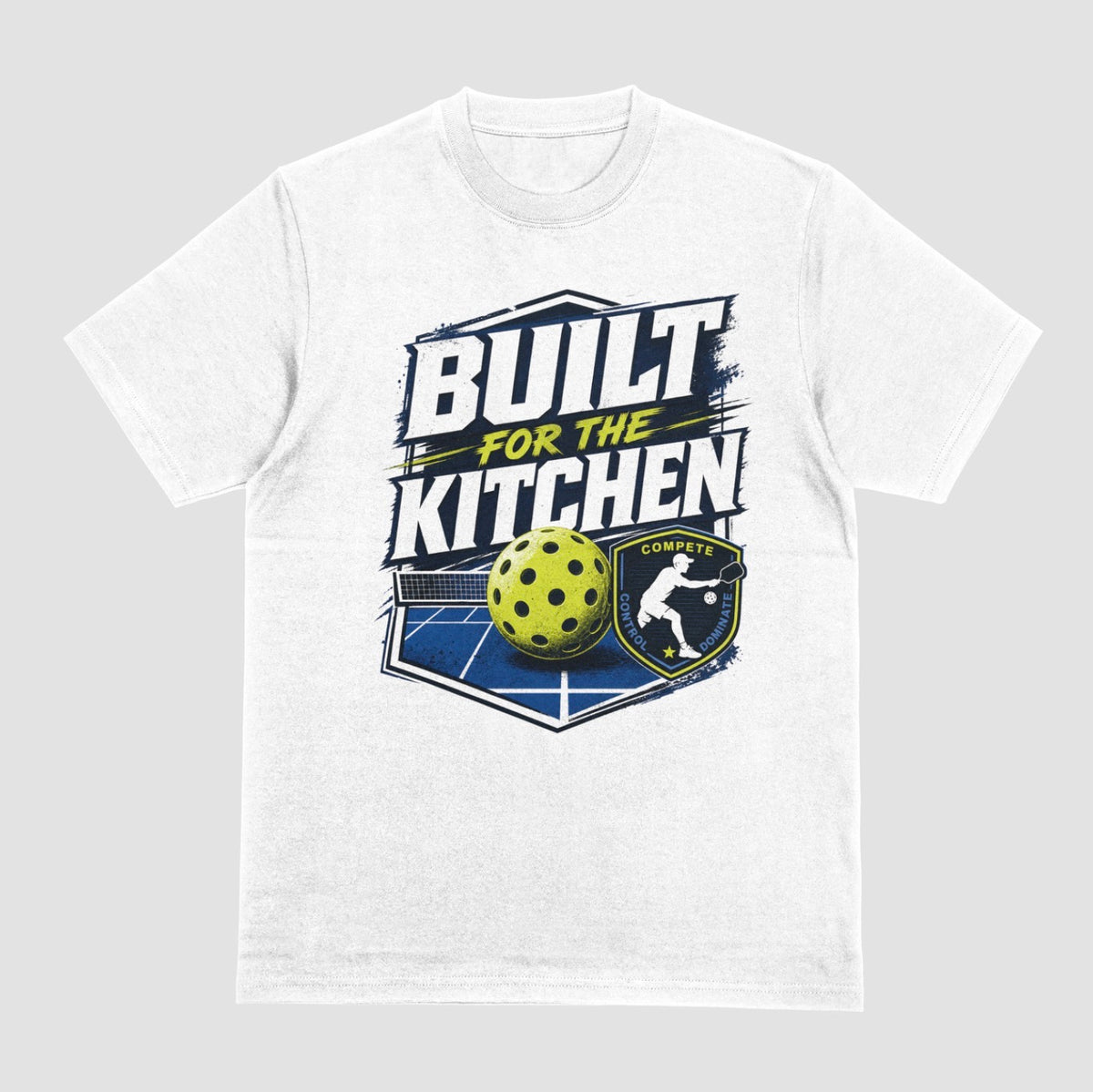 Built for the Kitchen pickleball graphic t-shirt in white