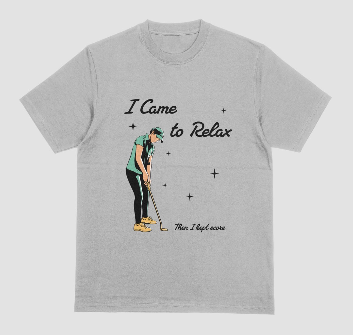 A grey I Came to Relax Then I Kept Score golf graphic t-shirt for women