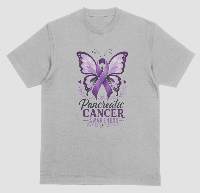 Pancreatic Cancer Awareness Butterfly Ribbon T-Shirt