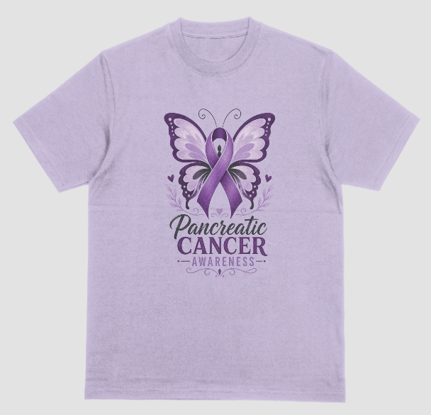 Pancreatic Cancer Awareness Butterfly Ribbon T-Shirt