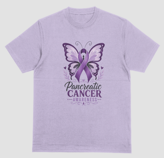 Pancreatic Cancer Awareness Butterfly Ribbon T-Shirt