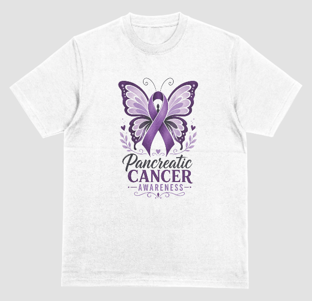 Pancreatic Cancer Awareness Butterfly Ribbon T-Shirt